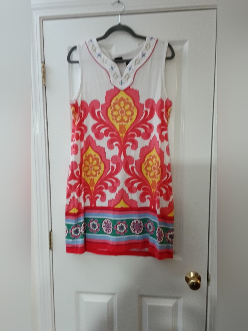 RAFAELLA Sleeveless Pink & Yellow Patterned Shift Dress SIZE LP/PG - Picture 3 of 8
